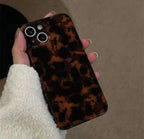 Protective Apple iPhone Back Cover - Brown Leopard Matching Phone Holder Silicone iPhone Case - Style 3