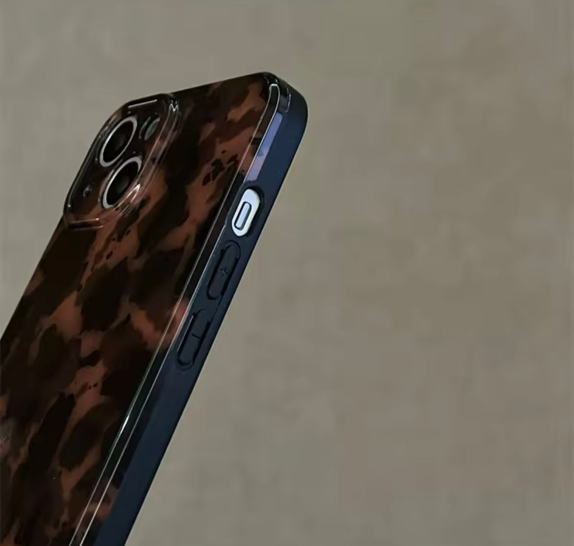 Protective Apple iPhone Back Cover - Brown Leopard Matching Phone Holder Silicone iPhone Case - Style 4