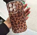 Protective Apple iPhone Back Cover - Brown Leopard Texture Lanyard Bracelet iPhone Soft Case - Style 2