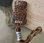 Protective Apple iPhone Back Cover - Brown Leopard Texture Lanyard Bracelet iPhone Soft Case
