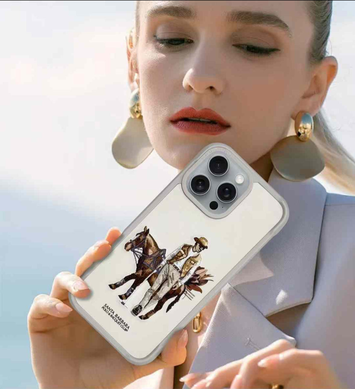 Protective Apple iPhone Back Cover - Santa Barbara Polo Raquet Club CEDRIC Series Case for iPhone 16 Pro (BEIGE) - Style 2