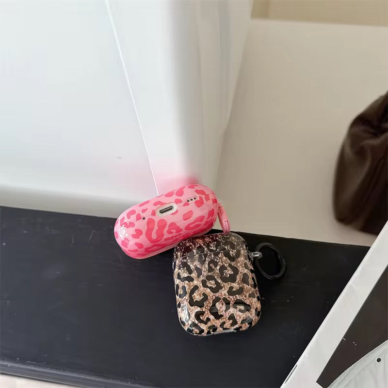 Leopard Shaded Glitter Glossy Airpod Pre-Order Case With Ring Mobile Case by CoverMeUp - Style 4