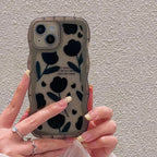 Protective Apple iPhone Back Cover - Black Wavy Border Tulip Bracelet Lanyard iPhone Soft Silicone Case - Style 2