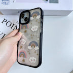 Protective Apple iPhone Back Cover - Rainbow Clouds Transparent Clear Bumper iPhone Hybrid Silicone Case - Style 6