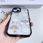 Protective Apple iPhone Back Cover - Rainbow Clouds Transparent Clear Bumper iPhone Hybrid Silicone Case - Style 4