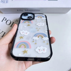 Rainbow Clouds Transparent Clear Bumper iPhone Hybrid Silicone Case