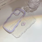 Protective Apple iPhone Back Cover - Wavy Edge Heart Glitter Bumper Border Transparent Clear iPhone Case - Style 8