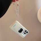 Protective Apple iPhone Back Cover - Bow Tie Kitten Bracelet Lanyard iPhone Puff Soft Case - Style 2