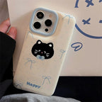 Protective Apple iPhone Back Cover - Bow Tie Kitten Bracelet Lanyard iPhone Puff Soft Case - Style 4