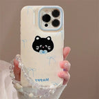 Protective Apple iPhone Back Cover - Bow Tie Kitten Bracelet Lanyard iPhone Puff Soft Case - Style 3