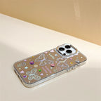 Protective Apple iPhone Back Cover - 3D Colorful Studded Butterfly Mirror Lanyard Bracelet iPhone Case - Style 5