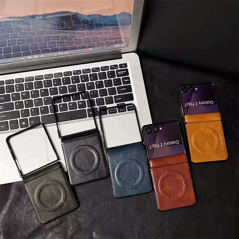 Magnetic Leather Fold Samsung Z Flip Pre-Order Case Mobile Case by CoverMeUp
