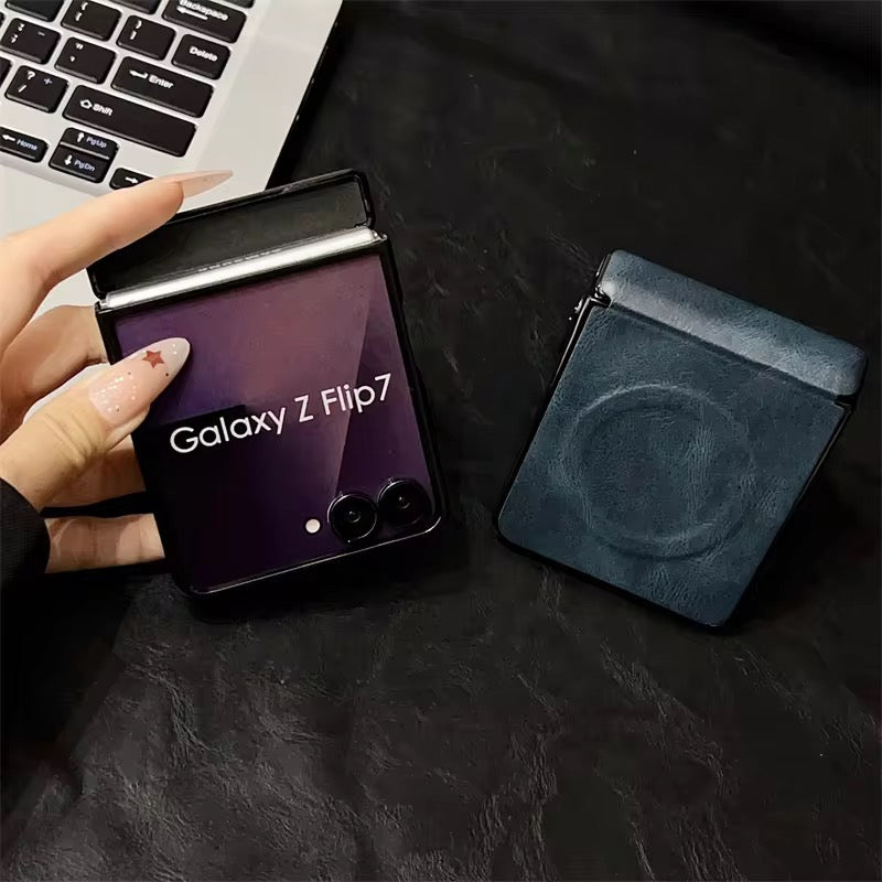 Magnetic Leather Fold Samsung Z Flip Pre-Order Case Mobile Case by CoverMeUp - Style 3