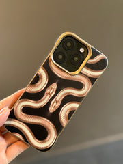 Frameless Designer Snake Magsafe Compatible Case for iPhone 16 Pro (Golden)