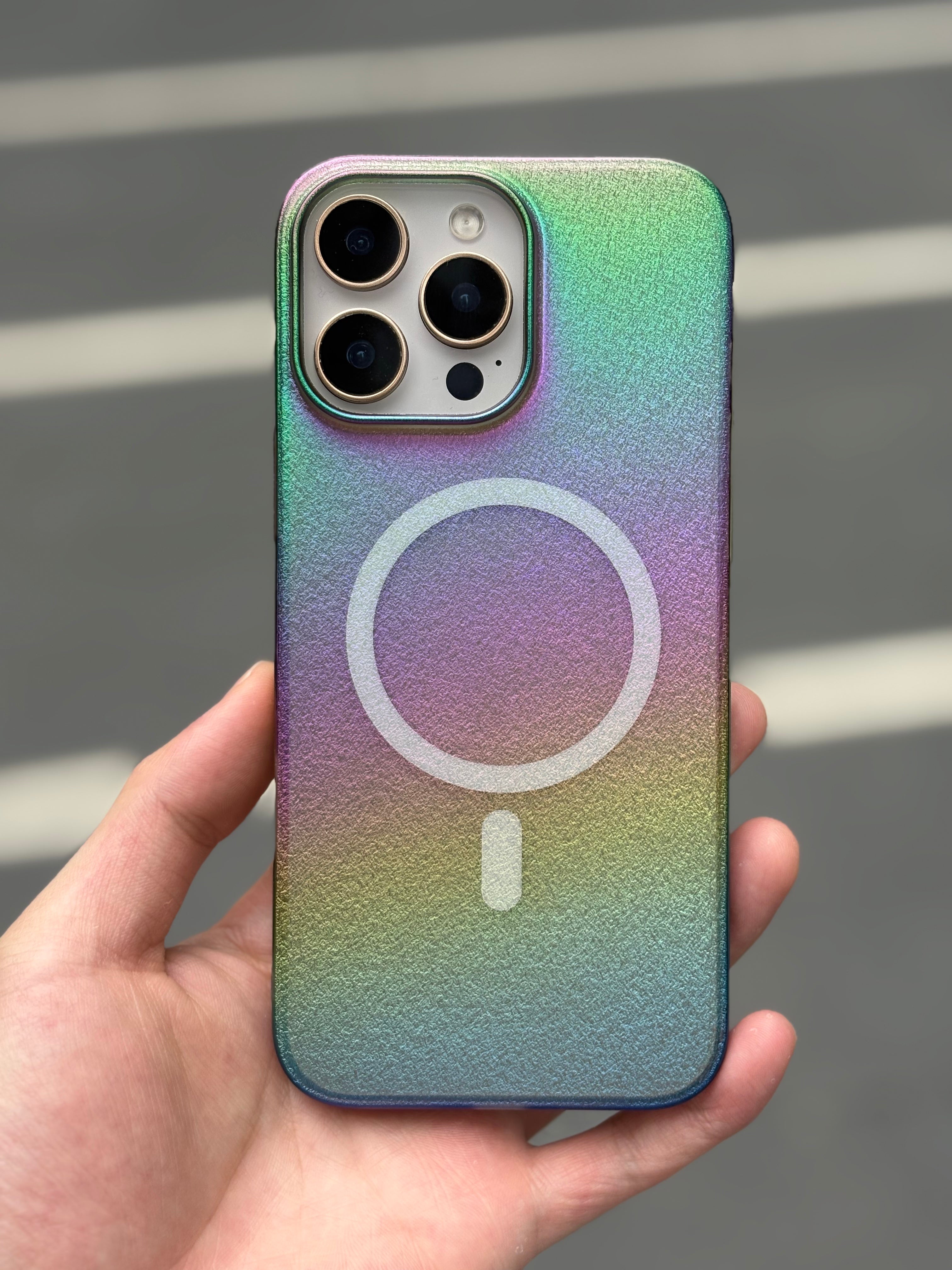 Multicolour Hard PC Aurora Effect Ultra Thin Case for iPhone 16 (Grey)