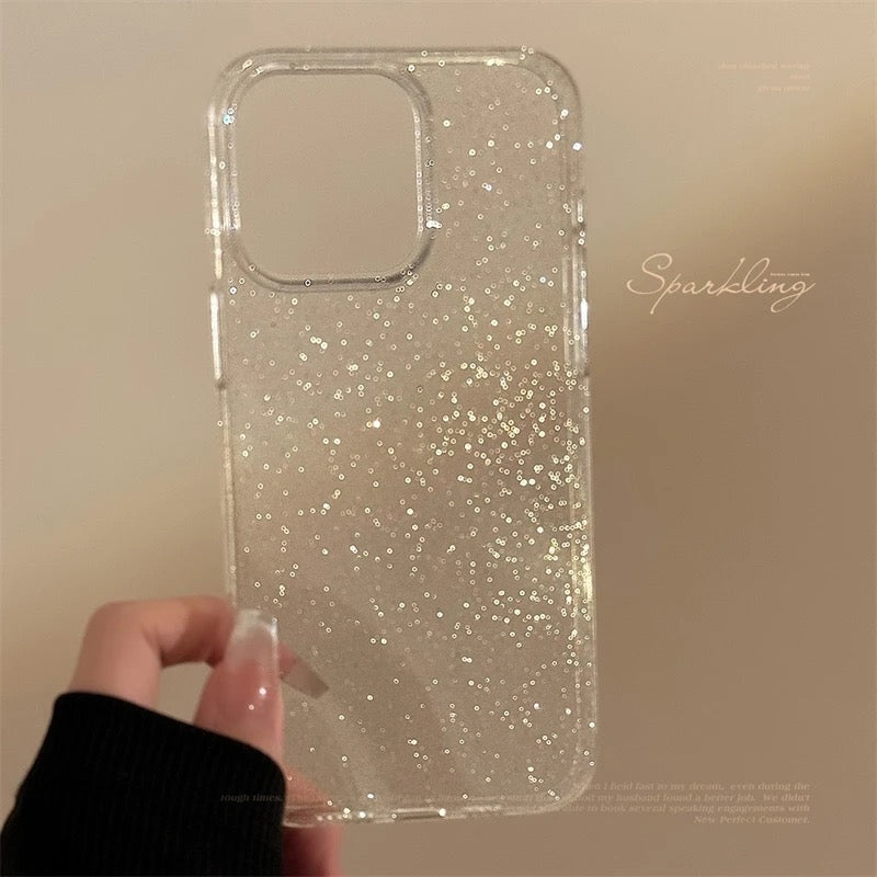 Protective Apple iPhone Back Cover - Glitter Shockproof Transparent iPhone Bling Clear Case - Style 2