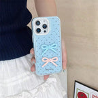 Protective Apple iPhone Back Cover - Cute Polka Dots 3D Bow Diamond Rhinestone Pre-Order iPhone Case - Style 3