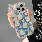 Protective Apple iPhone Back Cover - 2 in 1 Cute Bunny Laser Bracelet Lanyard Transparent iPhone Soft Case - Style 2