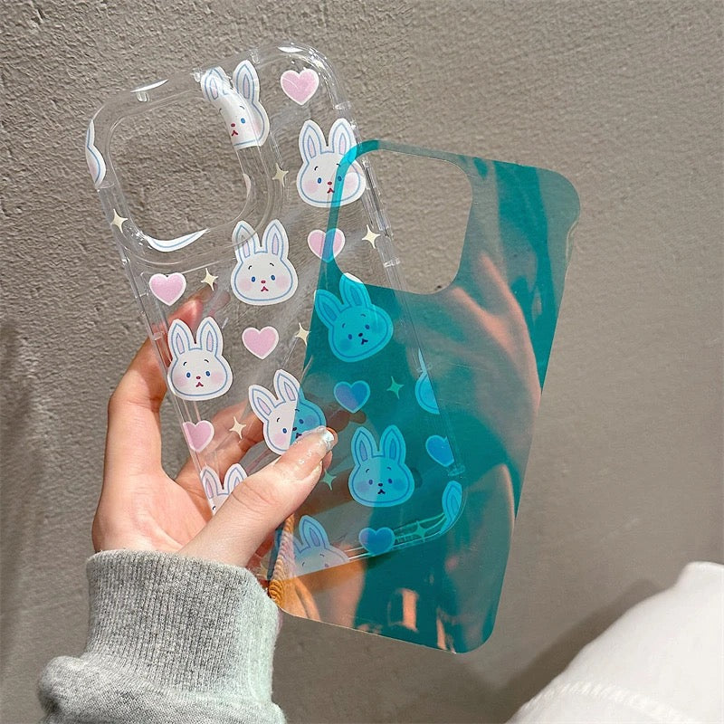 Protective Apple iPhone Back Cover - 2 in 1 Cute Bunny Laser Bracelet Lanyard Transparent iPhone Soft Case - Style 6