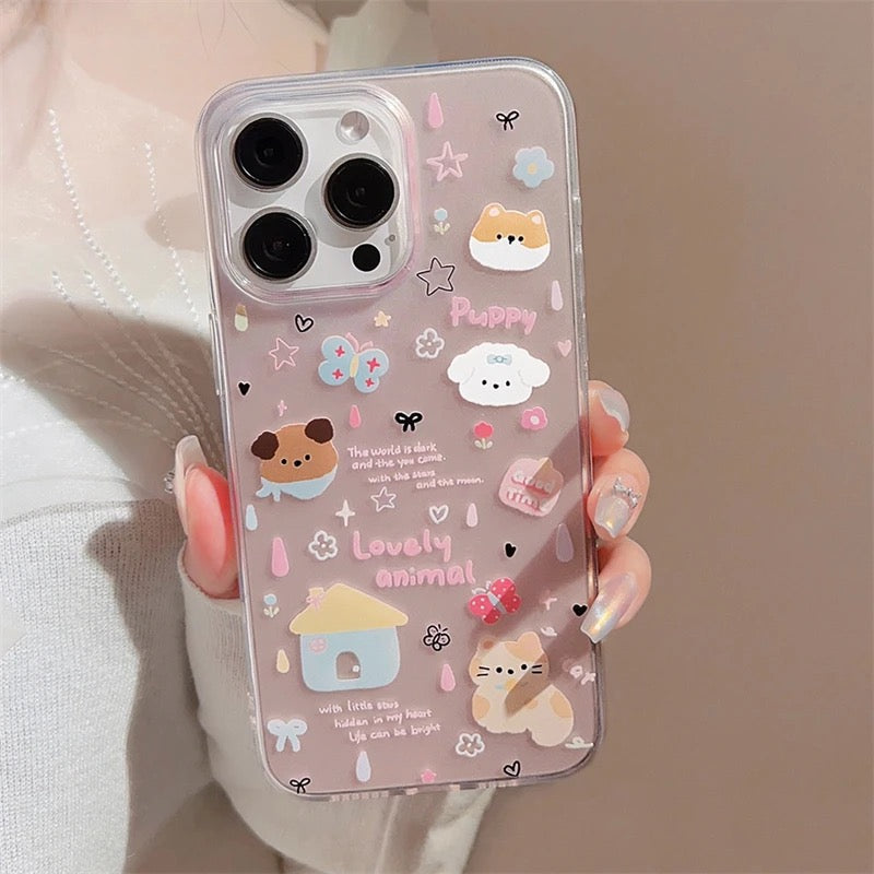 Protective Apple iPhone Back Cover - Puppy Dog Animal Lanyard Bracelet Pink iPhone Silicone Case - Style 2
