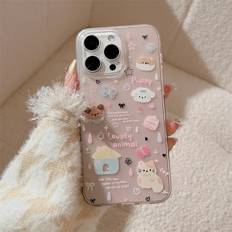 Protective Apple iPhone Back Cover - Puppy Dog Animal Lanyard Bracelet Pink iPhone Silicone Case - Style 5