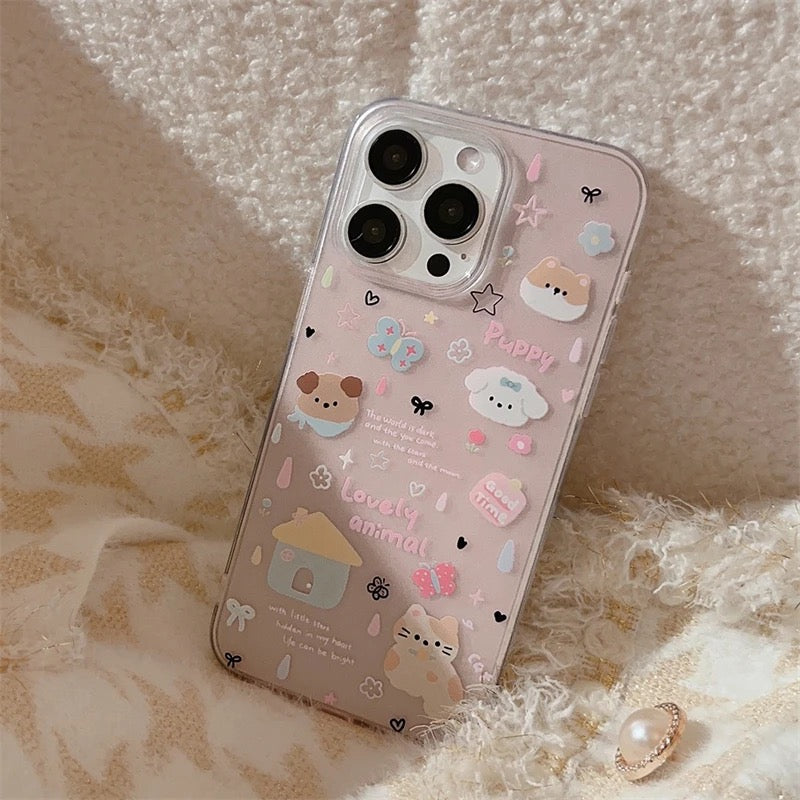 Protective Apple iPhone Back Cover - Puppy Dog Animal Lanyard Bracelet Pink iPhone Silicone Case - Style 4