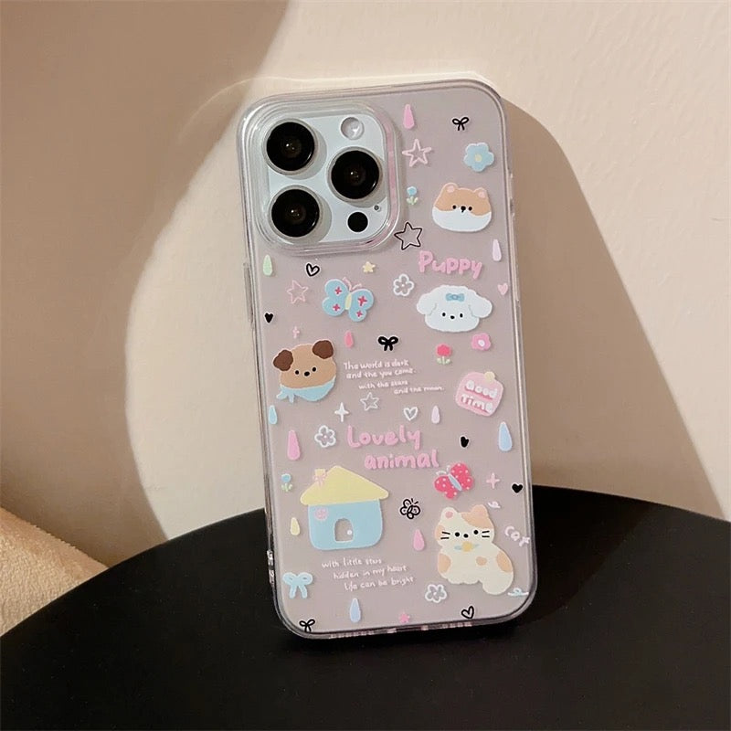 Protective Apple iPhone Back Cover - Puppy Dog Animal Lanyard Bracelet Pink iPhone Silicone Case - Style 3