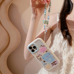 Happy Day Clear Transparent Colorful Bracelet Lanyard White Bumper iPhone Soft Case