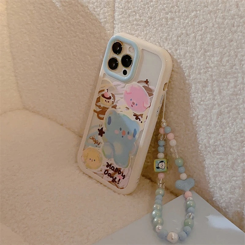 Protective Apple iPhone Back Cover - Happy Day Clear Transparent Colorful Bracelet Lanyard White Bumper iPhone Soft Case - Style 2