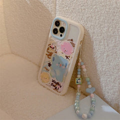 Happy Day Clear Transparent Colorful Bracelet Lanyard White Bumper iPhone Soft Case