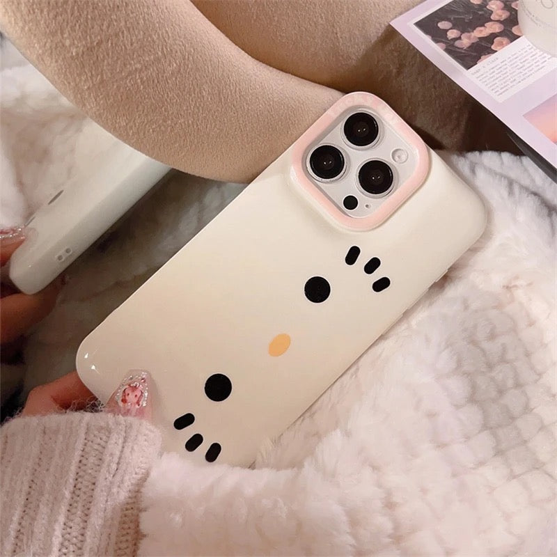 Protective Apple iPhone Back Cover - Hello Kitty Cute White Bracelet Lanyard Pink iPhone Puff Soft Case - Style 4