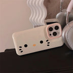 Protective Apple iPhone Back Cover - Hello Kitty Cute White Bracelet Lanyard Pink iPhone Puff Soft Case - Style 3