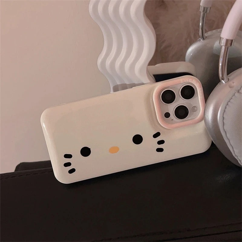 Protective Apple iPhone Back Cover - Hello Kitty Cute White Bracelet Lanyard Pink iPhone Puff Soft Case - Style 3