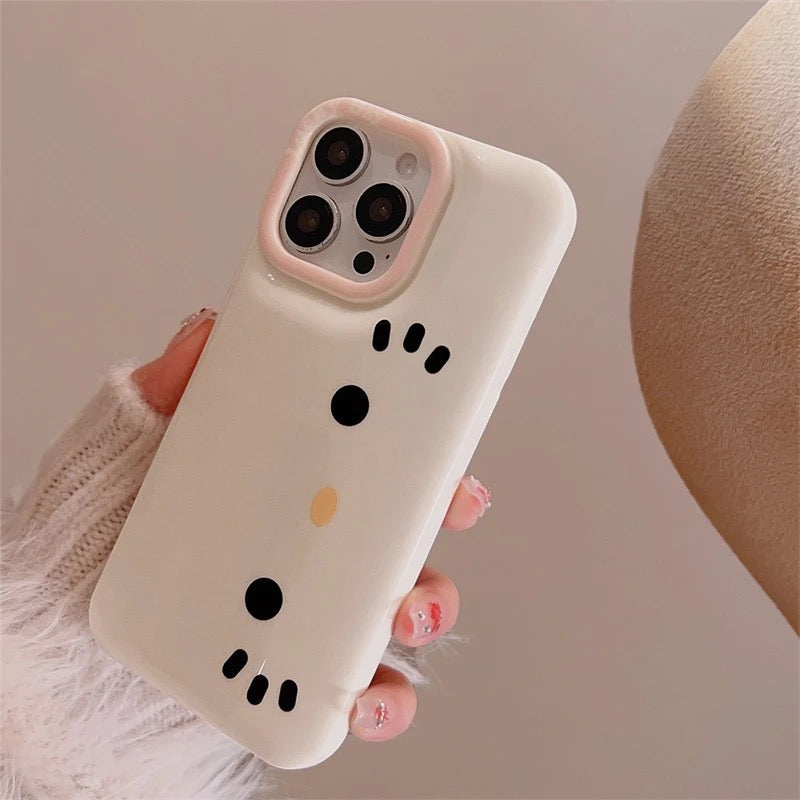 Protective Apple iPhone Back Cover - Hello Kitty Cute White Bracelet Lanyard Pink iPhone Puff Soft Case - Style 2