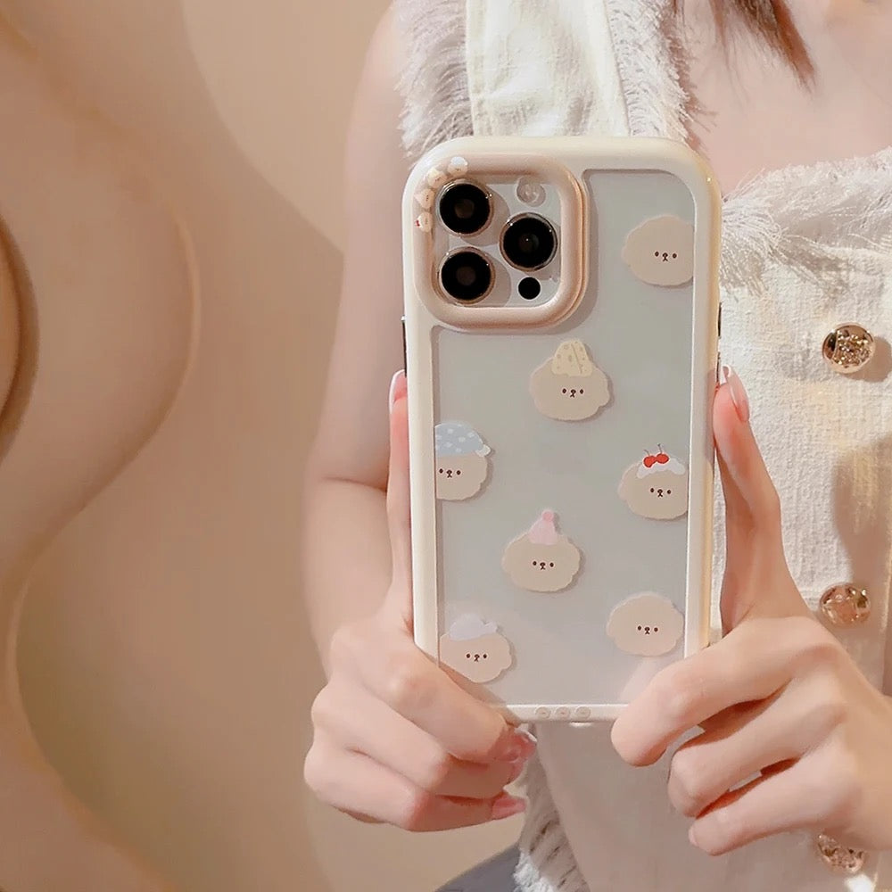 Protective Apple iPhone Back Cover - Cute Bear Brown Bracelet Lanyard White Bumper iPhone Soft Case - Style 6