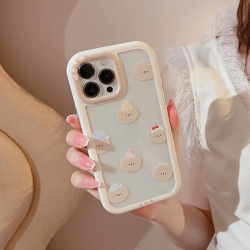 Protective Apple iPhone Back Cover - Cute Bear Brown Bracelet Lanyard White Bumper iPhone Soft Case - Style 5
