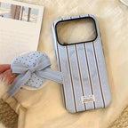 Protective Apple iPhone Back Cover - Checkered Striped Heart 3D Bow Magsafe Magnetic Phone Holder iPhone Pre-Order Case - Style 8