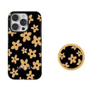 Protective Apple iPhone Back Cover - Black Yellow Flower Magsafe Magnetic Phone Holder iPhone Pre-Order Case - Style 6