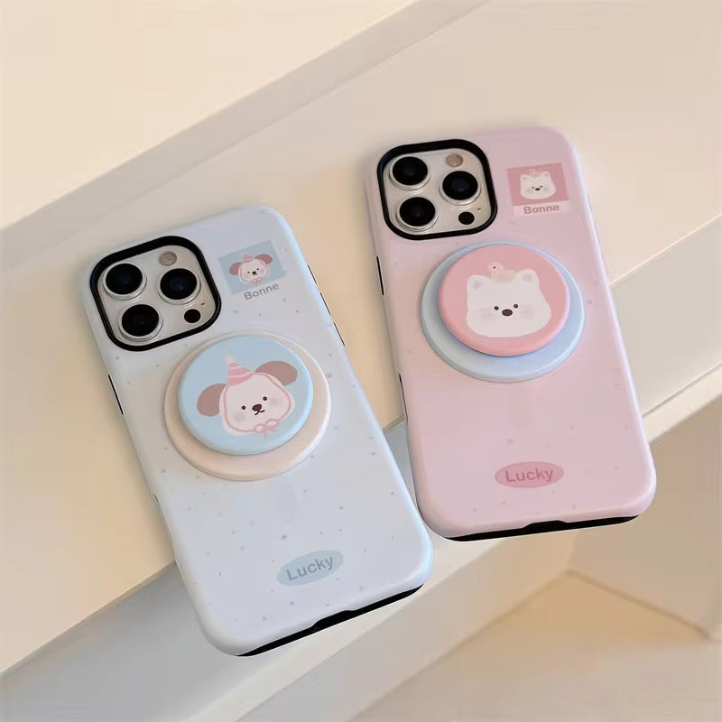 Protective Apple iPhone Back Cover - Cute Animal Korean Dog Penguin Magsafe Magnetic Phone Holder iPhone Pre-Order Case - Style 8