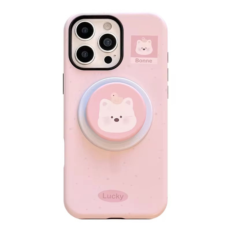 Protective Apple iPhone Back Cover - Cute Animal Korean Dog Penguin Magsafe Magnetic Phone Holder iPhone Pre-Order Case - Style 7