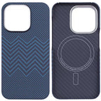 Protective Apple iPhone Back Cover - Aramid Carbon Fibre Ultra Slim Case for iPhone 16 Pro Max (Blue) - Style 2