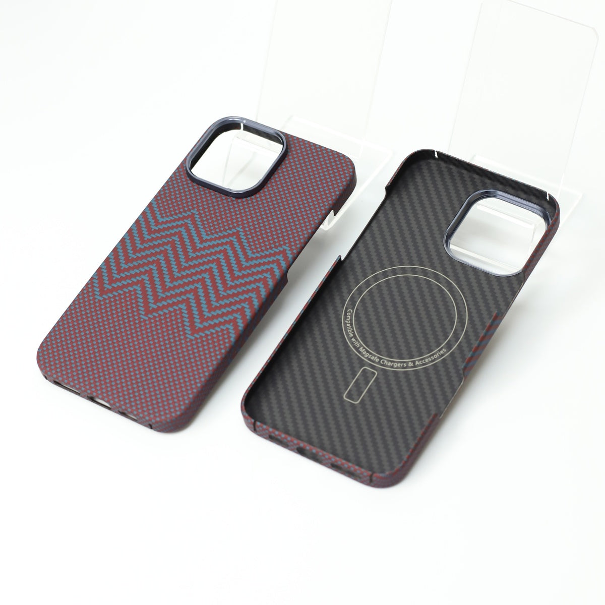 Protective Apple iPhone Back Cover - Aramid Carbon Fibre Ultra Slim Case for iPhone 16 Pro (Red)