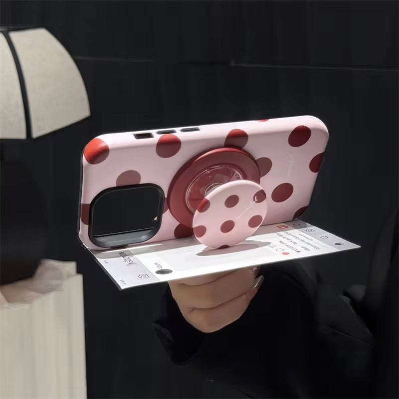 Protective Apple iPhone Back Cover - Polka Dots Blue Black Pink Red Magsafe Magnetic Phone Holder iPhone Pre-Order Case - Style 2