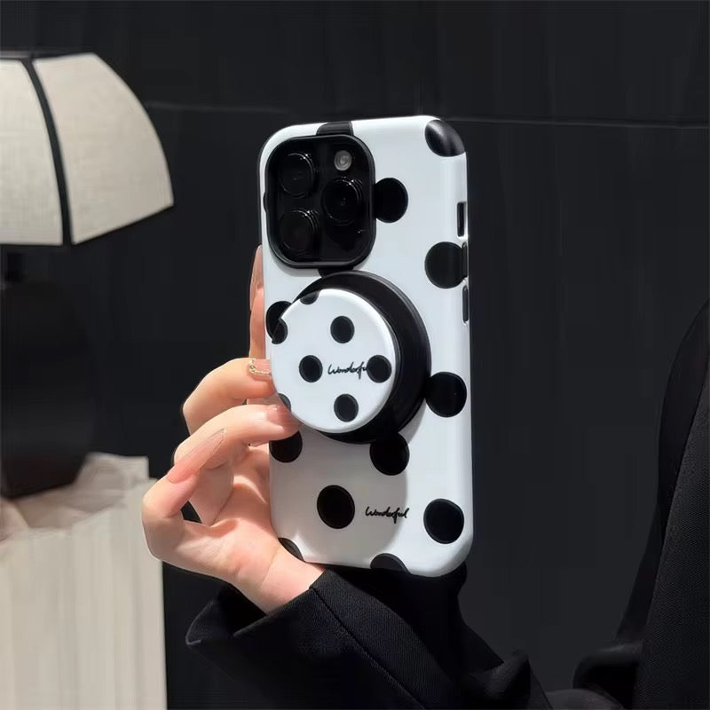 Protective Apple iPhone Back Cover - Polka Dots Blue Black Pink Red Magsafe Magnetic Phone Holder iPhone Pre-Order Case - Style 3