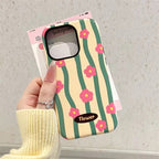 Protective Apple iPhone Back Cover - Korean Floral Flower Magsafe Magnetic Phone Holder iPhone Pre-Order Case - Style 4
