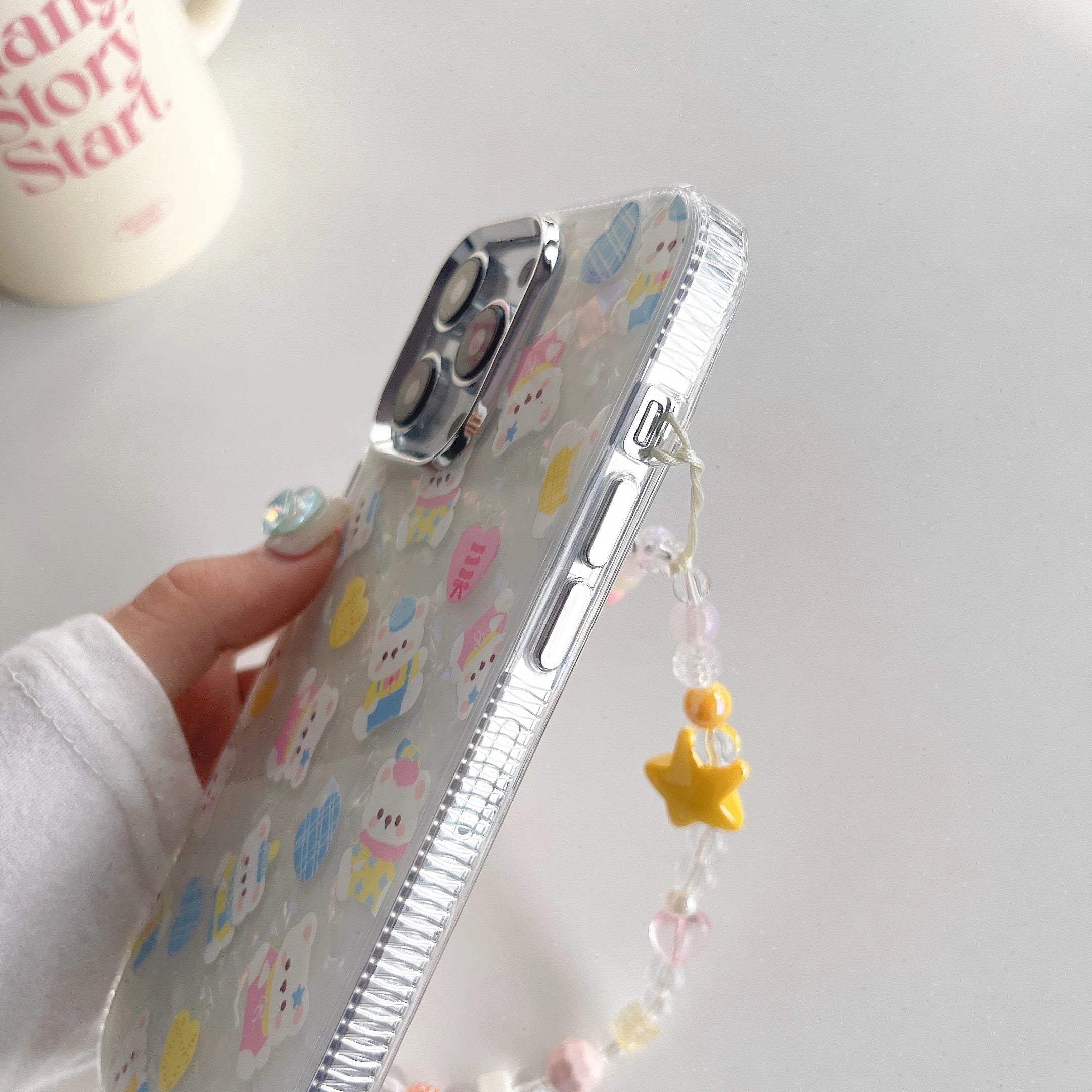 Protective Apple iPhone Back Cover - Cute Bear Lanyard Bracelet iPhone Case For iPhone 13 & iPhone 14 - Style 4