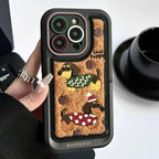 Protective Apple iPhone Back Cover - Puupy Dog Fur Plush Holder Stand iPhone Case For iPhone 14 - Style 2