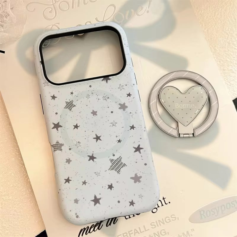 Protective Apple iPhone Back Cover - Blue Gray Graffiti Star Magsafe Magnetic Phone Holder iPhone Pre-Order Case - Style 5