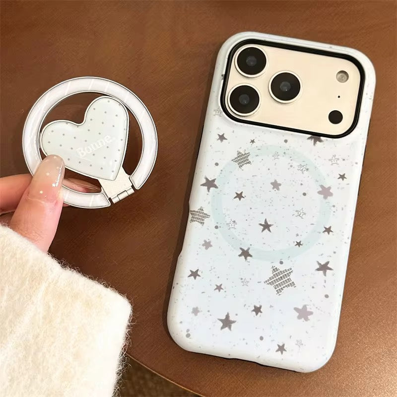 Protective Apple iPhone Back Cover - Blue Gray Graffiti Star Magsafe Magnetic Phone Holder iPhone Pre-Order Case - Style 4