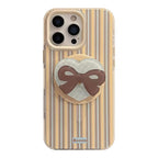 Protective Apple iPhone Back Cover - Striped Transparent Bow Magsafe Magnetic Phone Holder iPhone Pre-Order Case - Style 4